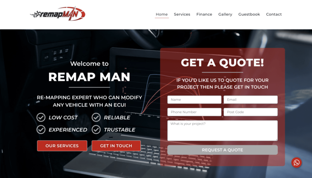 web design for small businesses created for Remap Man website homepage