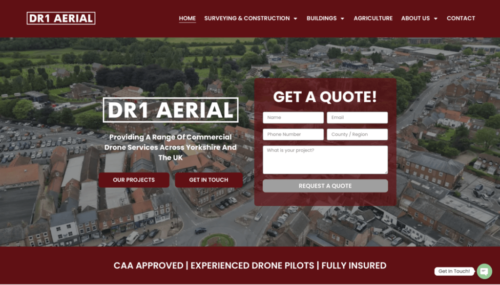 DR1 Aerial website homepage low cost